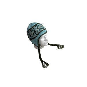 Columbia Youth Beanie Hat Ear Flaps PigTails Geometric Design Fleece Lined Ski